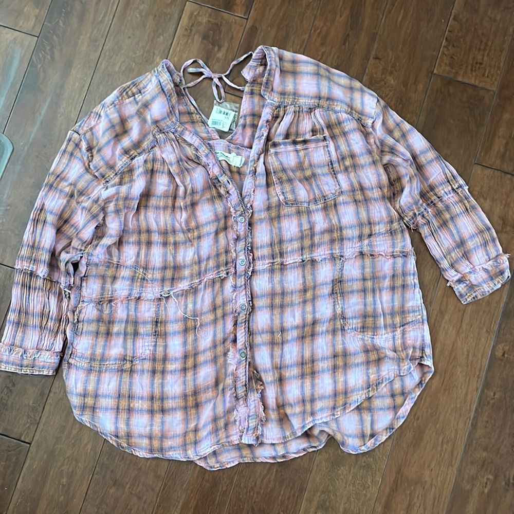 *Brand New Free People Plaid Tunic Shirt XL